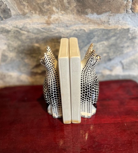 Soapstone cat bookends hand - cat,