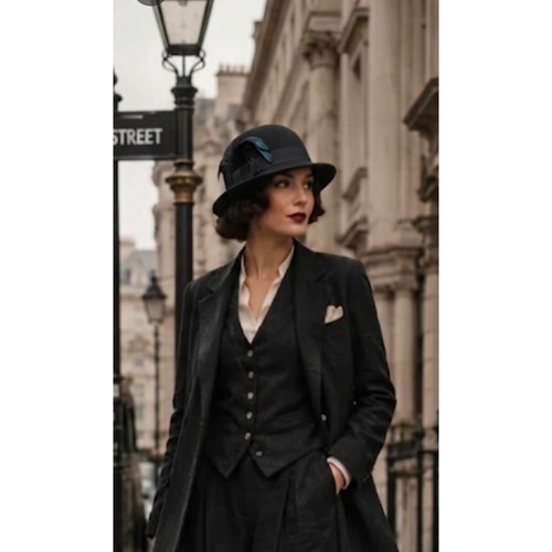 Vintage style black felt - style,