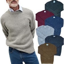 M&S Mens Round Neck Jumper Lambswool Blend Knitted Pullover Long Sleeve Sweater