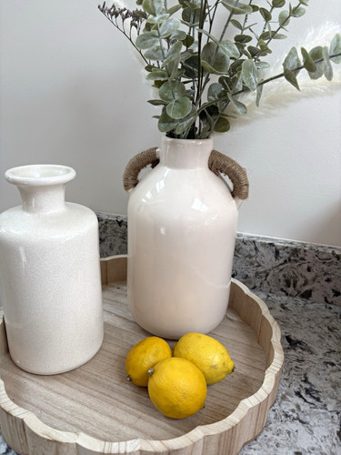 Beige glazed ceramic - glazed,