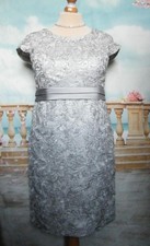 Jacques Vert Dress 14 Silver Grey Lace Look Occasion Wedding Guest Outfit Cruise