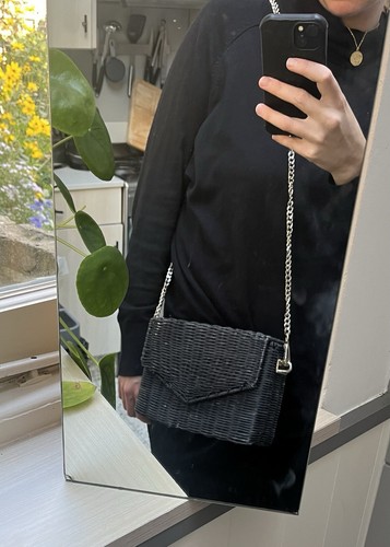 Zara raffia bag black - zara,