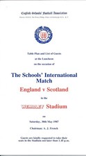 TABLE PLAN & GUEST LIST for England v Scotland (Schoolboys @ Wembley) 1987
