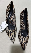 ZARA LEOPARD PRINT POINTED TOE KITTEN HEELS size UK6 EUR39