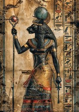 Sekhmet Art Print Egyptian Lioness Goddess Wall Decor Mythology Ankh Myth AF09