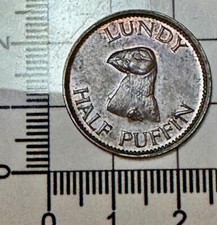 X392:  1929 Lundy Half Puffin - remains of original lustre