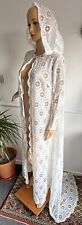Handmade Vintage Off White Long Sleeve Hoodie Cape Wedding Cloak Size S