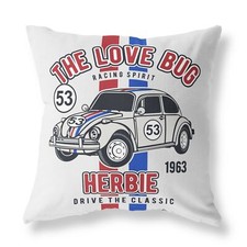 VW Beetle Herbie Love Bug FILLED CUSHION Zip Designer Grey