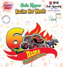Racing HOT WHEELS Inspired Personalised Birthday Cake Topper Kids Gaming New