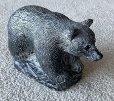 Vintage Hand  Caved Bear Figurine By The Wolf Sculptures Made In Canada.
