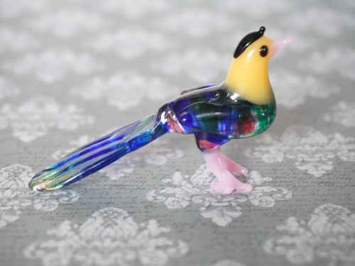 Blown glass tropical bird - glass,