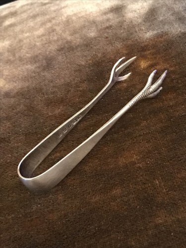Hallmarked silver sugar - hallmarked, tongs