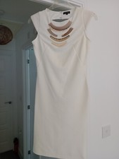 River Island Greek Style Ivory Dress with Gold Detail size 8