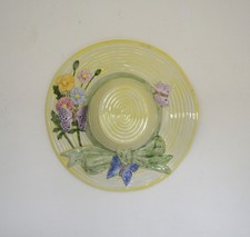 Rare Large Ceramic Country Butterfly Wall Plaque Hat Decorative Ribbon 33x33  cm