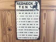 ??Hillbilly Ten Commandments Sign Metal Aluminium 10” x 16"???