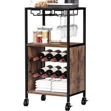 SZLHANJZ Wine Cart Small Liquor Cart with Glass Holder Rolling Side Table for...