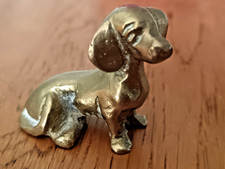 Vintage Miniature Solid Brass Dachshund Figure