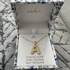 isabella m. Ballon Letter A Sterling Silver Cubic Zirconia 16+2
