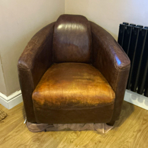 Brown upholstered tub chair - brown,