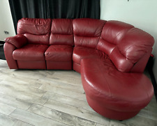 Brick Red Leather Recliner Chaise Lounge Corner Sofa Set Comfortable 5 Seater