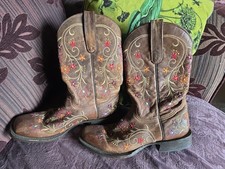 All Genuine Leather. Embroidered Cowboy Western Boots By Stetson US9. UK 7