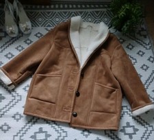 M&S Shearling style Suede Fur look Brown Mid Length Coat Oversized 14 16 18 ?