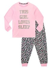 Leopard Print Pyjamas Kids Girls  6 7 8 9 10 11 12 13 Years PJs Baby Pink Long