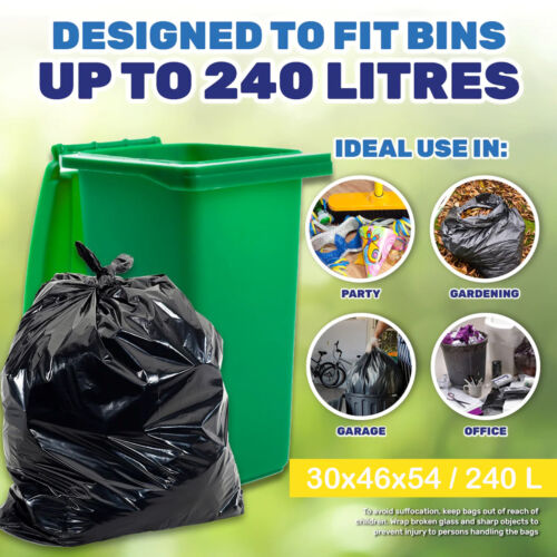 240l bin bags - black, heavy