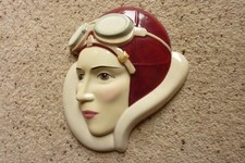 Kevin Francis Ceramic Wall Face Mask of Amy Johnson by Pamela Jones. VGC