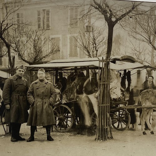 Vtg wwi soldiers donkey cart - soldiers,