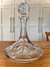 Vintage Heavy Cut Glass Ships Decanter