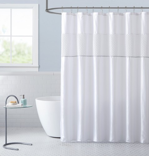 White shower curtain satin - shower,