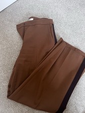 L K Bennett Trousers Tobacco Camel Brown UK 8 Stripe Wool Blend 