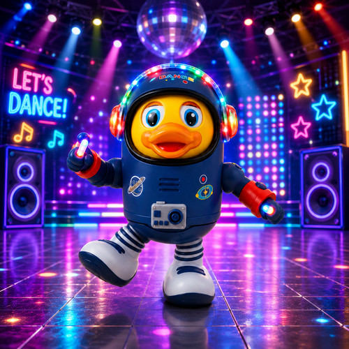 Musical dancing astronaut duck - dancing,