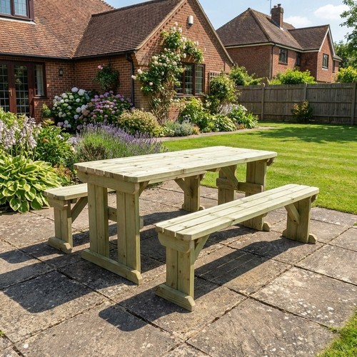 Wooden picnic table - wooden, set
