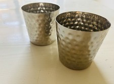 Set of 2 Stainless Steel Hammered Plant Pots 300ml Shatterproof Metal