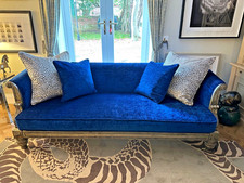 Superb!!! Julian Chichester Regency 3 seater sofa Cobalt Blue Velvet rrp £12,480