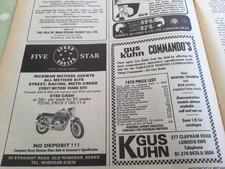 RICKMAN METISSE FIVE STAR SPEED EQUIPE WINDSOR PERIOD 1970 MOTORCYCLE ADVERT