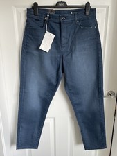 Ladies Teal Blue G-STAR Janeh Denim Ultra High Mom Ankle Jeans - W32” BNWT