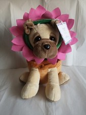 CUDDLY PUG IN FLOWER POT OUTFIT 11" PLUSH SOFT TOY TEDDY NEW (WITH TAGS) GIFT