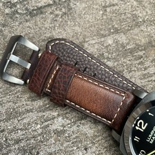 Quality Brown Distressed Leather Watch Strap Band For 22mm 24mm 26mm Lug Watches