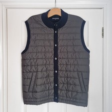 Barbour Gilet Mens XL Navy/Charcoal Grey Quilted Vest Hybrid Bodywarmer Exc Cond