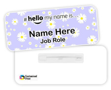 Hello My Name Is Badge Student Nurse Midwife GP Doctor Purple Daisy Design