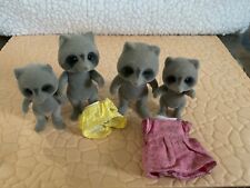 Sylvanian families rare vintage chestnut racoon naked family with tails vgc ❤️