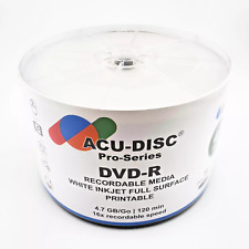 50 x ACU-DISC Pro-Series DVD-R White Inkjet Printable 16x 4.7GB 120min Full Face