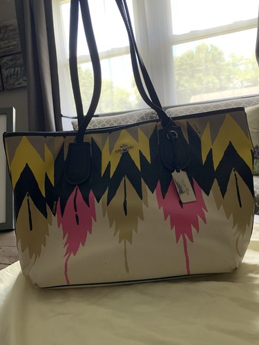 Coach hawk feather taxi tote - coach,