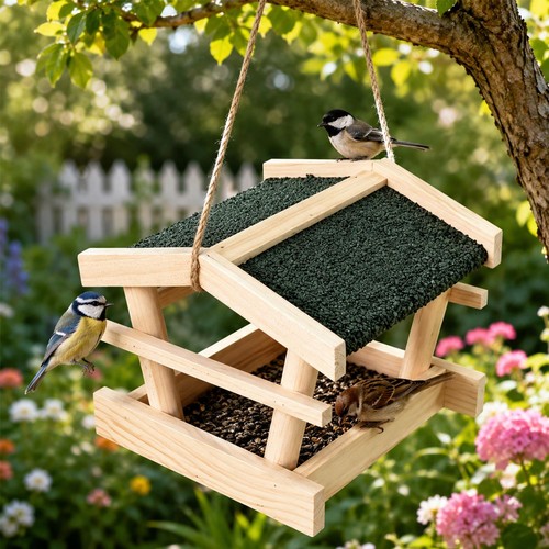 Hanging bird feeder wooden - hanging,