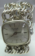 Sterling Silver Rone Watch & Bracelet - 17J Running 1975