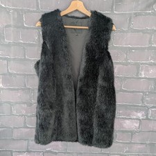Women's Faux Fur Gilet New Look black thick cosy pockets - Size 10