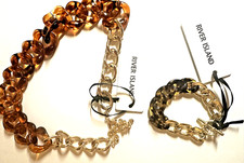 RIVER ISLAND - CHUNKY Necklace & Bracelet in  Gold & tortoise shell tone -  BNWT